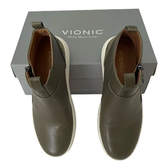 Vionic Brinkley Platform Ankle Boots Bootie Olive Green Women’s Size  6M - Picture 3 of 9